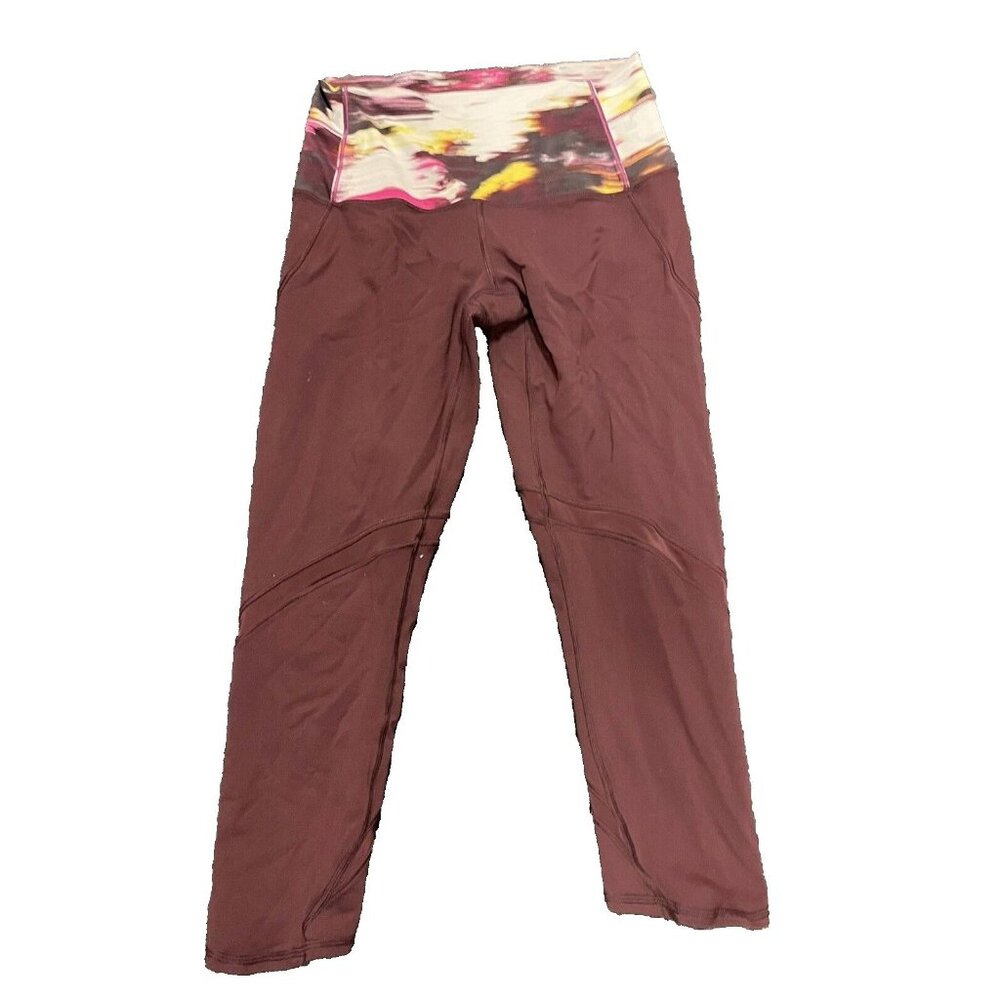 Lululemon wunder under leggings Burgundy Crop Capri yoga pants sz 6- Z